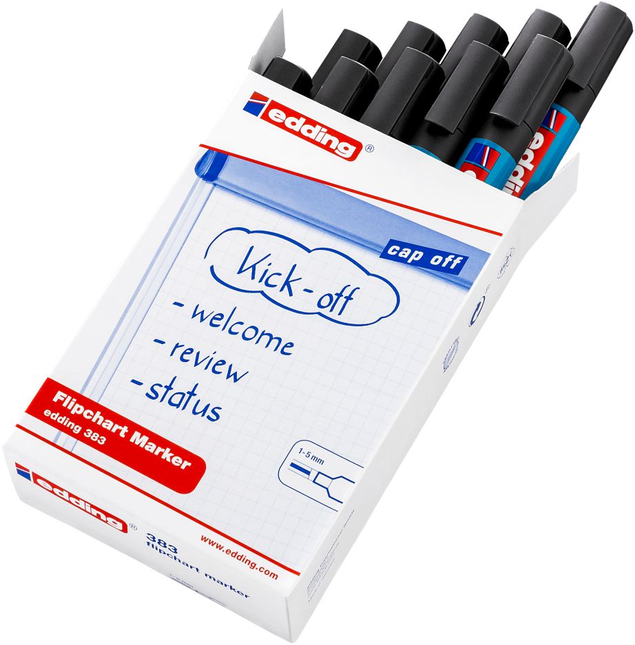 schwarz 1-5 mm Flipchart Marker edding 383 10er-Sparpack