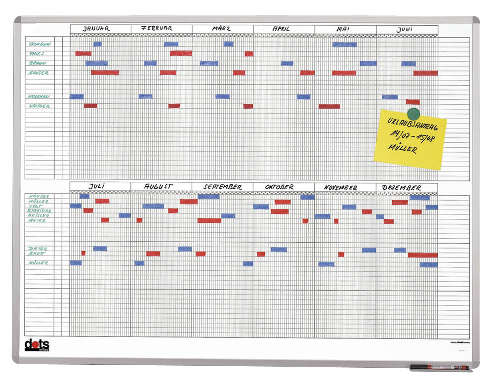 dots 1200mm x 900mm Jahresplaner PROJEKTPLANER Urlaubsplaner PLANTAFEL